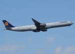 Lufthansa Lufthansa, D-AIHE, Airbus A 340-600 (Leverkusen), 2010.04.10, FRA, Frankfurt, Germany