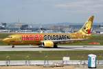 frankfurt-am-main-fra Eine Boeing 737-8K5/W von TUIfly mit der Kennung D-ATUD aufgenommen am 22.05.2010 auf dem Flughafen Frankfurt am Main mit Haribo Sonderlackierung