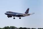 A319 Ein British Airway Airbus A319 im Anflug auf Hamburg Fuhlsb�ttel am 03.06.10