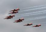 berlin-schonefeld-sxf Patrouille Suisse F-5F Tiger II im �berflug bei der Ankunft zur ILA 2010 in Berlin-Sch�nefeld am 07.06.2010