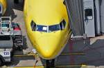  Nasenaufnahme der B 737-800 von TUIfly am Gate in D�sseldorf, ...