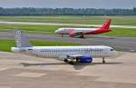A320 A 320-200 der 'White Airlines' CS-TQK und A 320 der Air Berlin auf den Rollwegen in D�sseldorf - 07.06.2010