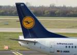 737-300 Lufthansa, D-ABEK, Boeing 737-300 'ohne Namen' (Seitenleitwerk/Tail), 20.03.2011, DUS-EDDL, D�sseldorf, Germany 

