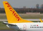 dusseldorf-dus Pegasus Airlines, TC-ADP, Boeing 737-800 WL 'Nisa Nur' (Seitenleitwerk/Tail), 20.03.2011, DUS-EDDL, D�sseldorf, Germany 

