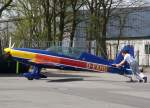 dinslaken-schwarze-heide-edld D-EXHG, Extra EA-300 LP (wer sein Flugzeug liebt, der schiebt !), 10.04.2011, EDLD, Dinslaken Schwarze-Heide, Germany 


