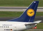 dusseldorf-dus Lufthansa, D-ABJD, Boeing 737-500 'Freising' (Seitenleitwerk/Tail), 29.04.2011, DUS-EDDL, D�sseldorf, Germany 

