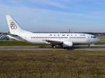 berlin-tegel-txl Olympic 733 SX-BLC Berlin TXL 03.02.2008 - mit der Aufnahme von Olymic-Maschinen sollte man sich beeilen -  h�lt sich doch das Ger�cht, das Olympic in diesem Jahr geschlossen wird und unter neuem Namen mit kleinerer Flotte, wieder an den Start gehen soll. Ob dann TXL noch im Flugplan vertreten sein wird ?