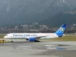 757 Eine Boeing 757-200 der Thomas Cook fotografiert auf dem Flughafen Innsbruck Kranebitten am 08.03.08.