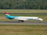 Luxair Embraer ERJ-145LU LX-LGI beim Start in Berlin-Tegel am 02.08.2011 ...