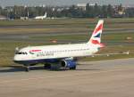 British Airways A 320-232 G-EUUV bei der Ankunft in Berlin-Tegel ...