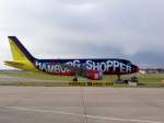A319 Der Hamburg Shopper der Germanwings am 16.04.08 in Hamburg.