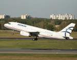 Aegean A 319-133LR SX-DGH beim Start in Berlin-Tegel am 15.10.2011 ...