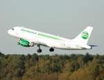 Germania A 319-112 D-ASTZ beim Start in Berlin-Tegel am 15.10.2011 ...
