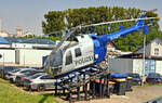 MBB Bo-105, ehemaliger Polizeihubschrauber als Ausstellungsstck in Euskirchen - 10.08.2025  Info: Das auf der Bo-105 angegebene Kennzeichen D-HACC ist schon seit lngerem nicht mehr