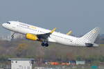 Vueling Airbus A320-232 EC-OJG beim Start in Düsseldorf 29.3.2026