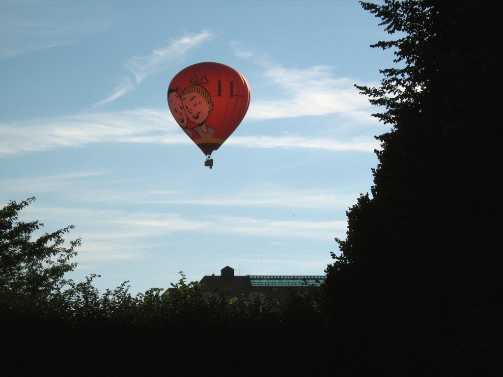20.08.2011, Ballon in der Abendsonne in Dresden ber der Elbe