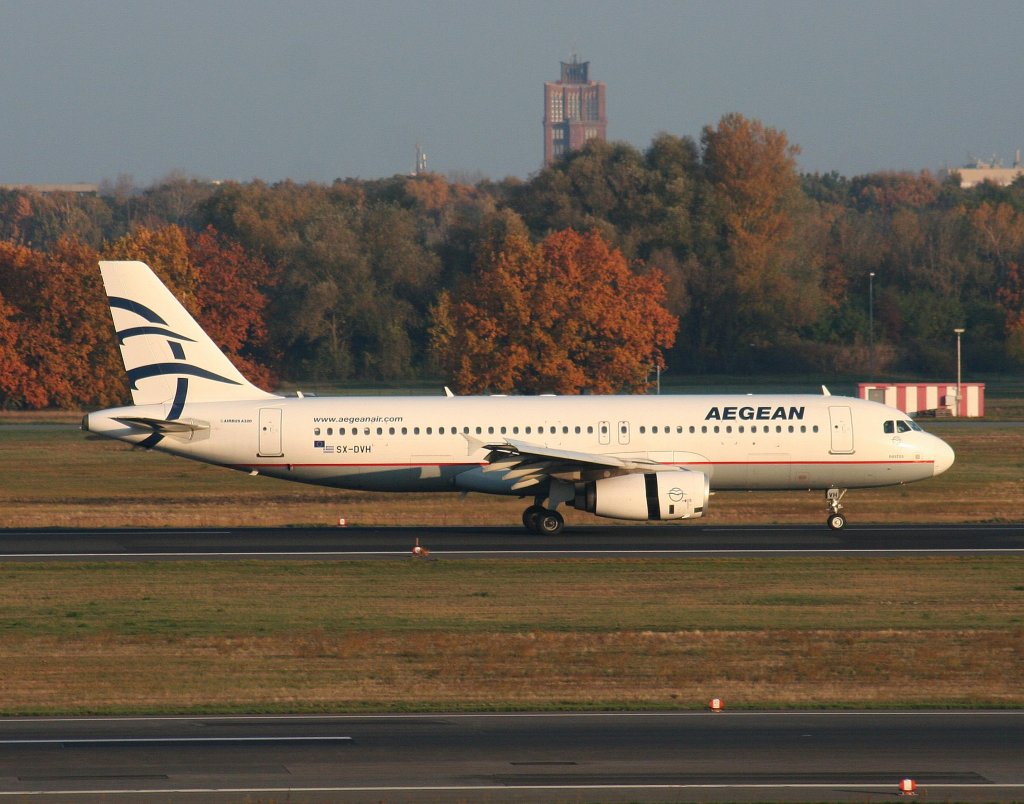 Aegean A 320-232 SX-DVH nach der Landung am Morgen des 31.10.2009 in Berlin-Tegel