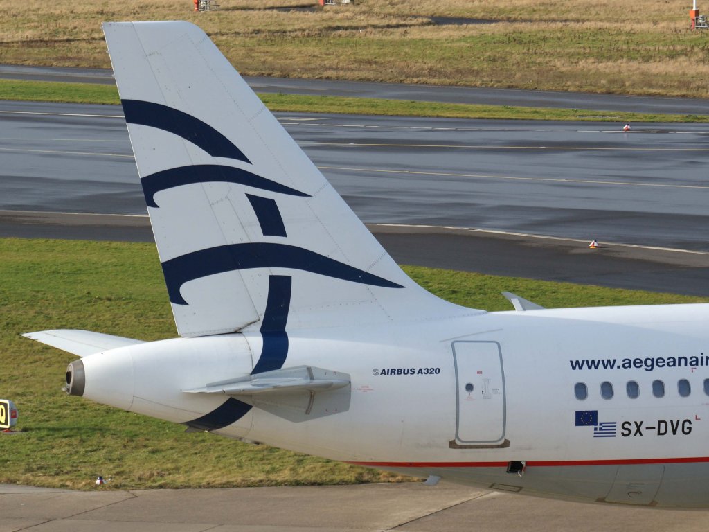 Aegean Airlines, SX-DVG  Ethos , Airbus, A 320-200 (Seitenleitwerk/Tail), 06.01.2012, DUS-EDDL, Dsseldorf, Germany 