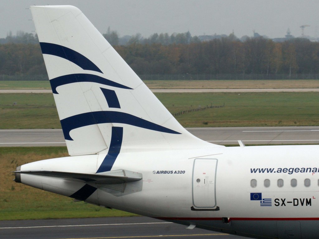 Aegean Airlines, SX-DVM, Airbus, A 320-200 (Seitenleitwerk/Tail), 13.11.2011, DUS-EDDL, Dsseldorf, Germany