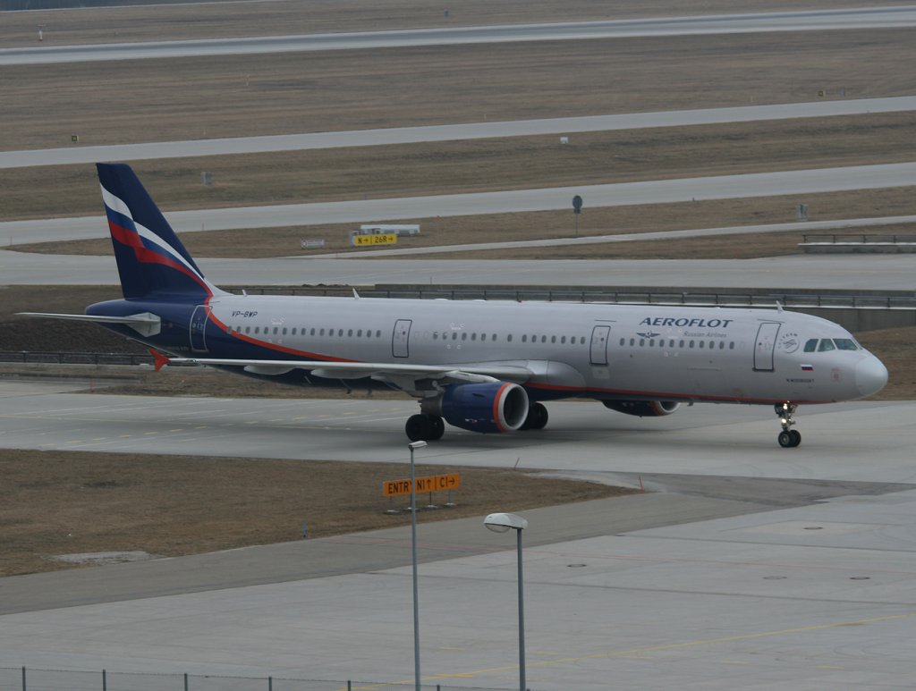 Aeroflot A 321-211 VP-BWP an einem sehr trben 10.03.2011 auf dem Flughafen Mnchen
