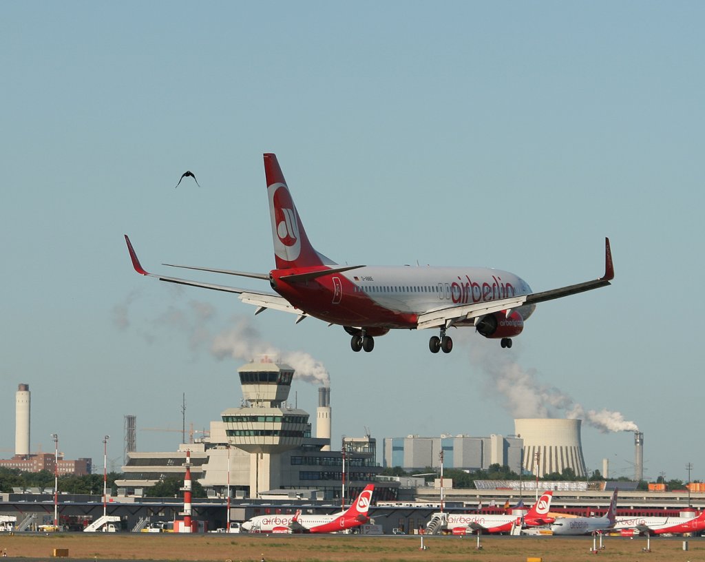 Air Berlin B 737-86J D-ABBE kurz vor der Landung in Berlin-Tegel am 02.06.2011