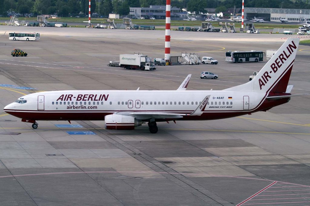 Air Berlin, D-ABAF (alte AB-Lackierung), Boeing 737-800 WL, 2007.07.10, DUS, Dsseldorf, Germany