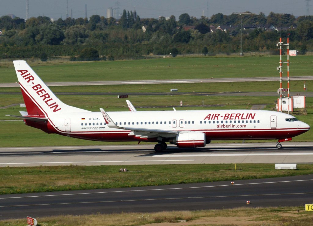 Air Berlin, D-ABAO (alte AB-Lackierung), Boeing 737-800 WL, 2008.09.26, DUS, Dsseldorf, Germany