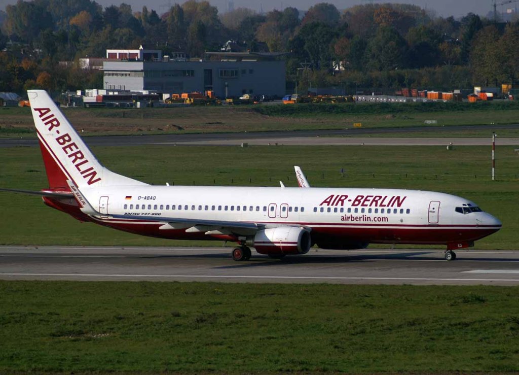 Air Berlin, D-ABAQ (alte AB-Lackierung), Boeing 737-800 WL, 2007.10.23, DUS, Dsseldorf, Germany