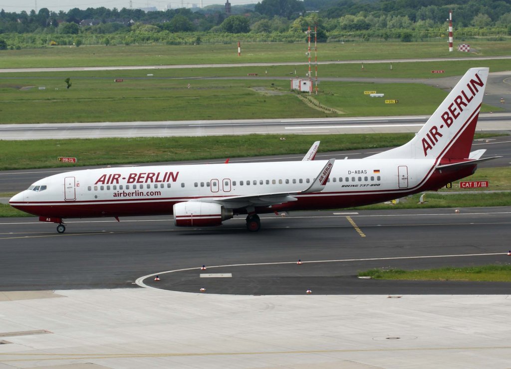 Air Berlin, D-ABAS (alte AB-Lackierung), Boeing 737-800 WL, 2009.05.13, DUS, Dsseldorf, Germany