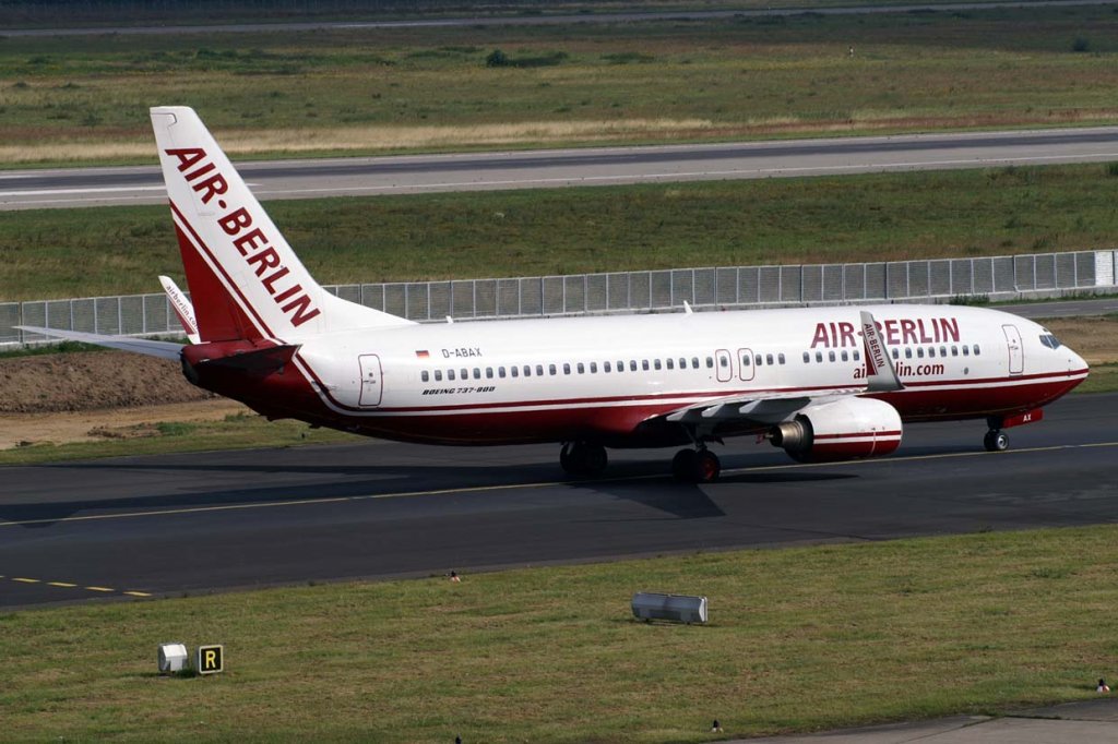 Air Berlin, D-ABAX (alte AB-Lackierung), Boeing 737-800 WL, 2007.07.19, DUS, Dsseldorf, Germany