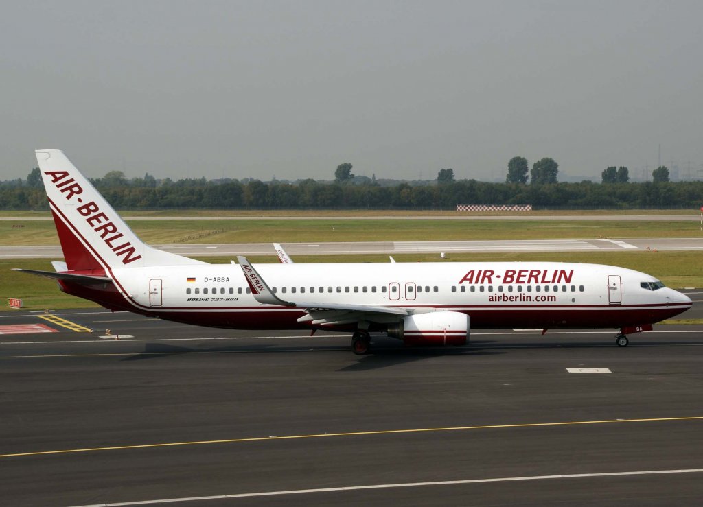Air Berlin, D-ABBA (alte AB-Lackierung), Boeing 737-800 WL, 2009.09.09, DUS, Dsseldorf, Germany