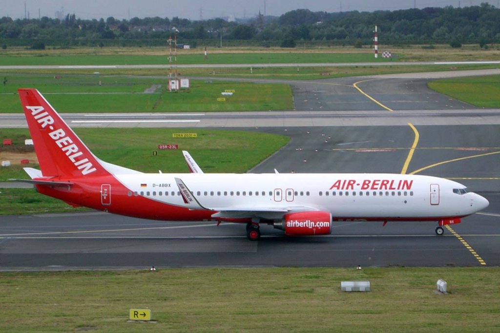 Air Berlin, D-ABBX (mittlere AB-Lackierung), Boeing 737-800 WL, 2007.07.06, DUS, Dsseldorf, Germany