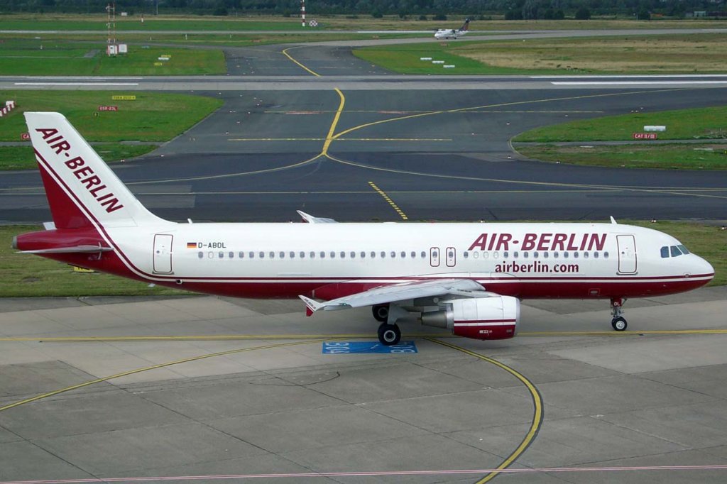 Air Berlin, D-ABDL (alte-AB-Lackierung), Airbus A 320-200, 2007.07.06, DUS, Dsseldorf, Germany