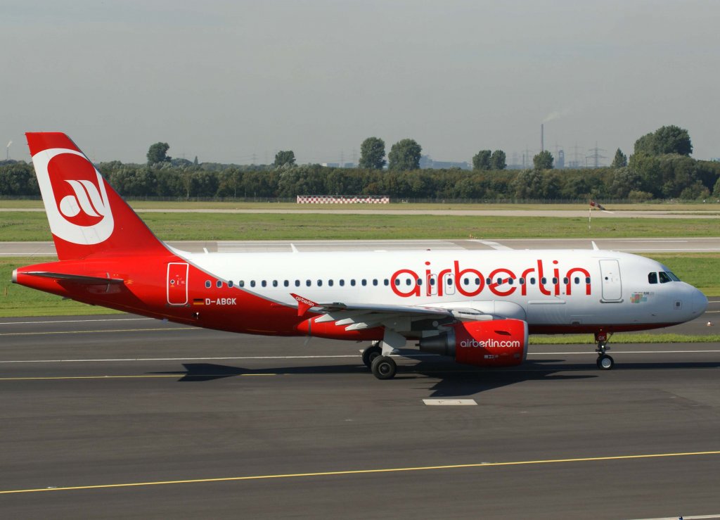 Air Berlin, D-ABGK, Airbus A 319-100 (Kamp-Lintfort/Ruhr 2010), 2010.09.22, DUS-EDDL, Dsseldorf, Germany 

