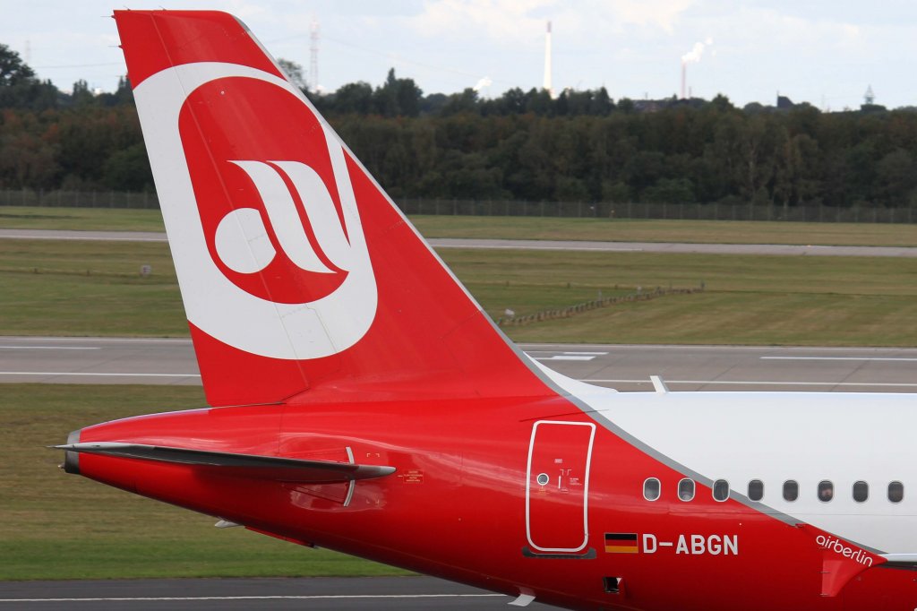 Air Berlin, D-ABGN, Airbus, A 319-100 (Seitenleitwerk/Tail), 22.09.2012, DUS-EDDL, Dsseldorf, Germany 