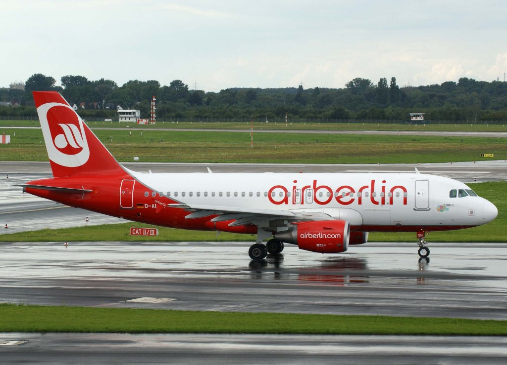 Air Berlin, D-ABGN (aktuelle AB-Lackierung), Airbus A 319-100  (Marl/Ruhr 2010), 2010.08.28, DUS, Dsseldorf, Germany
