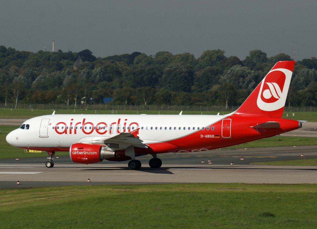 Air Berlin, D-ABGQ, Airbus A 319-100 (Neukirchen-Vluyn/Ruhr 2010), 2010.09.22, DUS-EDDL, Dsseldorf, Germany
