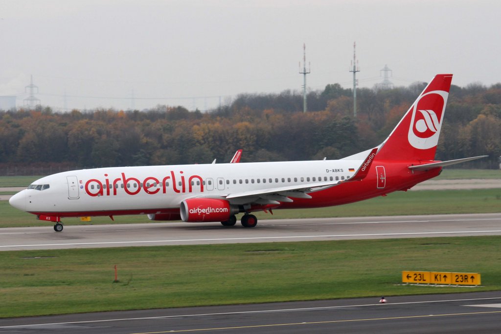 Air Berlin, D-ABKS, Boeing, 737-800 wl, 10.11.2012, DUS-EDDL, Dsseldorf, Germany 

