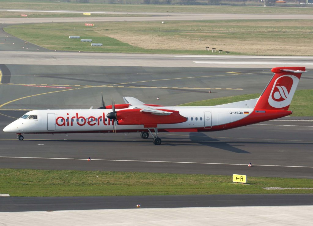 Air Berlin, D-ABQA (aktuelle AB-Lackierung)(LGW), Bombardier DHC 8Q-400, 2009.03.17, DUS, Dsseldorf, Germany