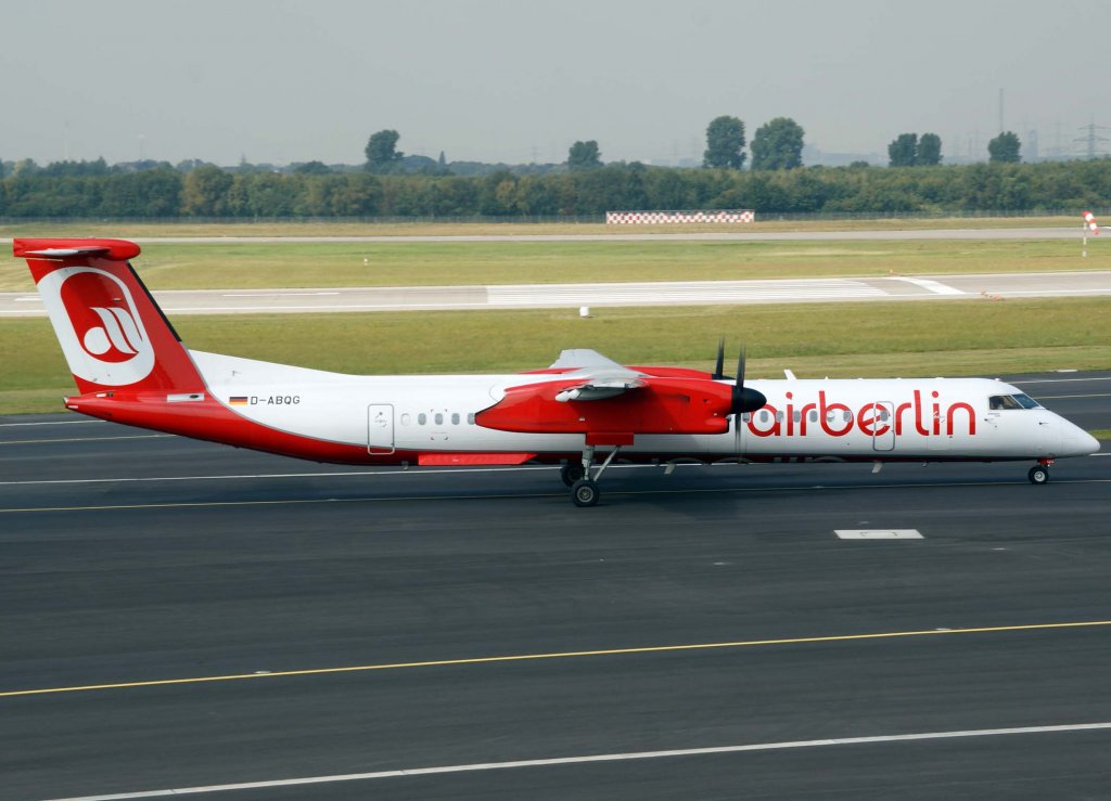 Air Berlin, D-ABQG (aktuelle AB-Lackierung)(LGW), Bombardier DHC 8Q-400, 2009.09.09, DUS, Dsseldorf, Germany