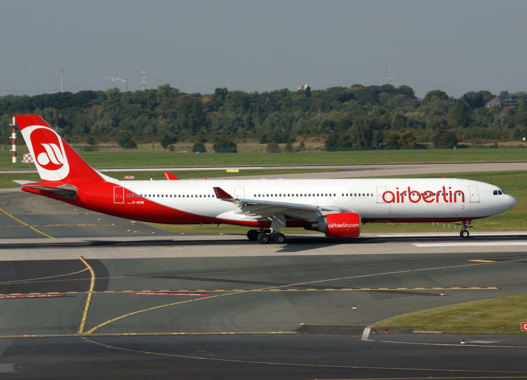 Air Berlin, D-AERK (aktuelle-AB-Lackierung), Airbus A 330-300, 2008.09.26, DUS, Dsseldorf, Germany