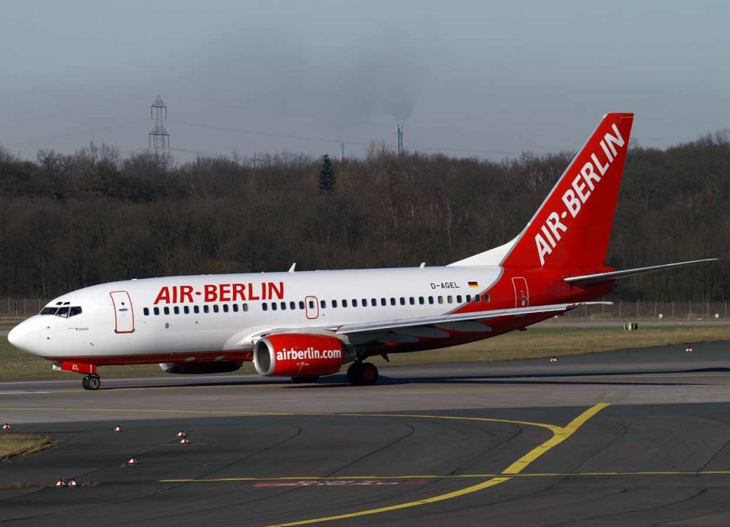 Air Berlin, D-AGEL (nittlere-AB-Lackierung), Boeing 737-700, 2008.02.09, DUS, Dsseldorf, Germany
