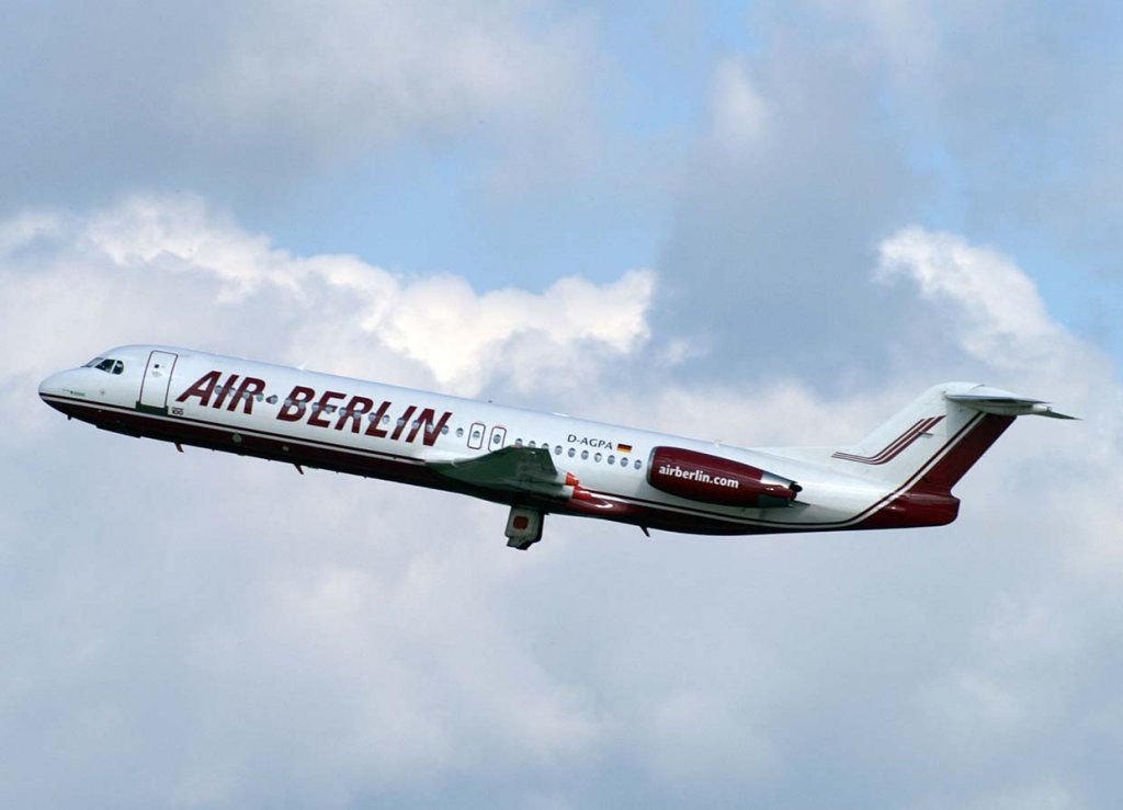 Air Berlin, D-AGPA (alte AB-Lackierung), Fokker 100, 2007.08.03, DUS, Dsseldorf, Germany