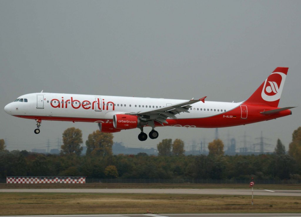 Air Berlin, D-ALSD (aktuelle-AB-Lackierung), Airbus A 321-200, 2009.10.24, DUS, Dsseldorf, Germany