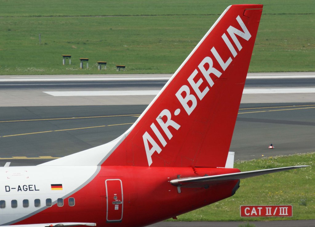 Air Berlin (Germania), D-AGEL, Boeing 737-700 (Seitenleitwerk/Tail), 28.07.2011, DUS-EDDL, Dsseldorf, Gemany 

