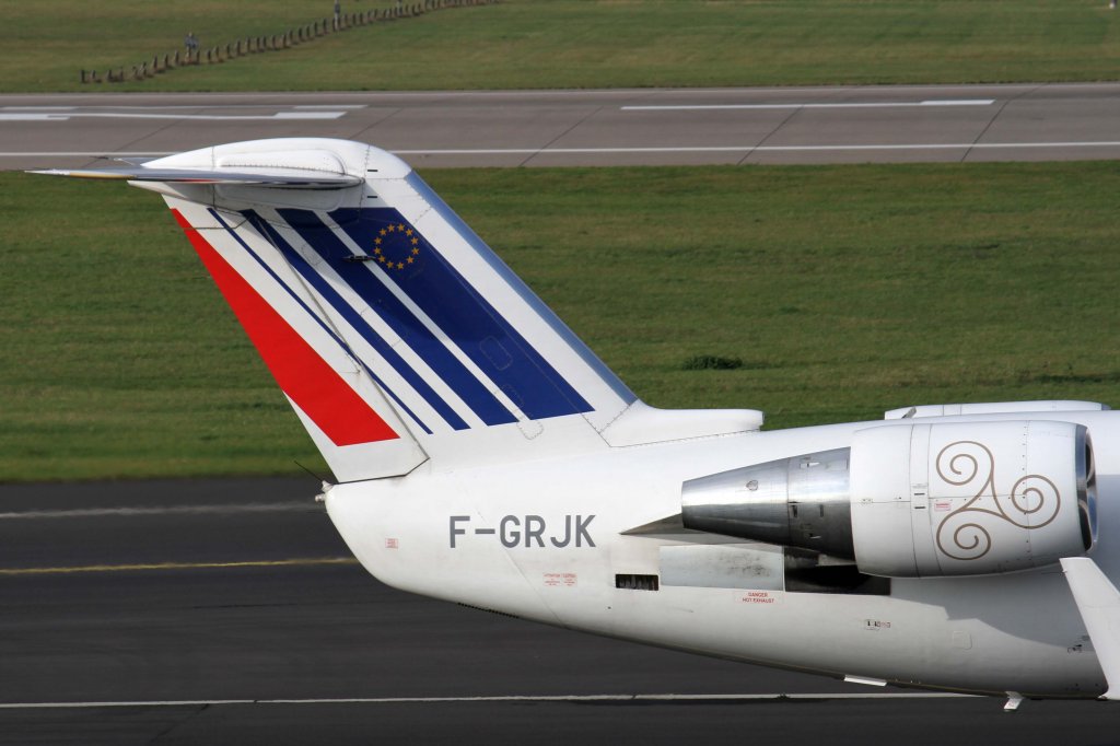 Air France (BritAir), F-GRJK, Bombardier, CRJ-100 ER (Seitenleitwerk/Tail), 10.11.2012, DUS-EDDL, Dsseldorf, Germany 