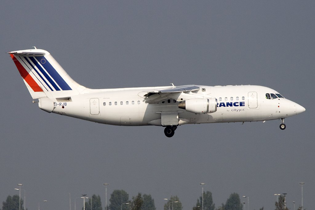 Air France - City Jet, EI-RJB, Aerospatiale, Avro RJ-85, 19.09.2009, AMS, Amsterdam, Niederlande 


