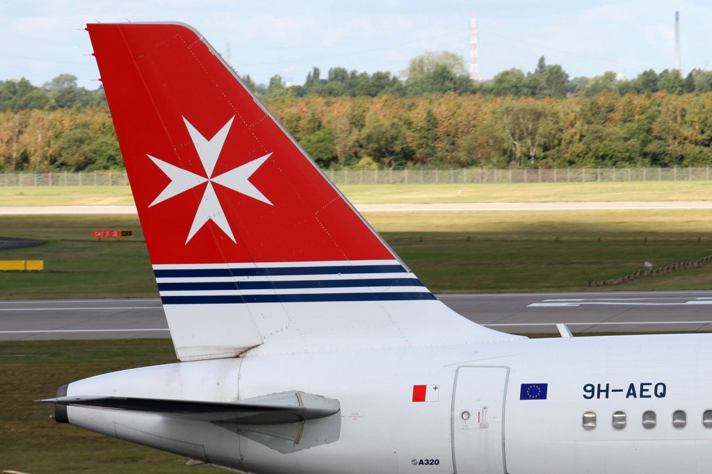 Air Malta, 9H-AEQ  Tarxien , Airbus, A 320-200 (Seitenleitwerk/Tail), 22.09.2012, DUS-EDDL, Dsseldorf, Germany 