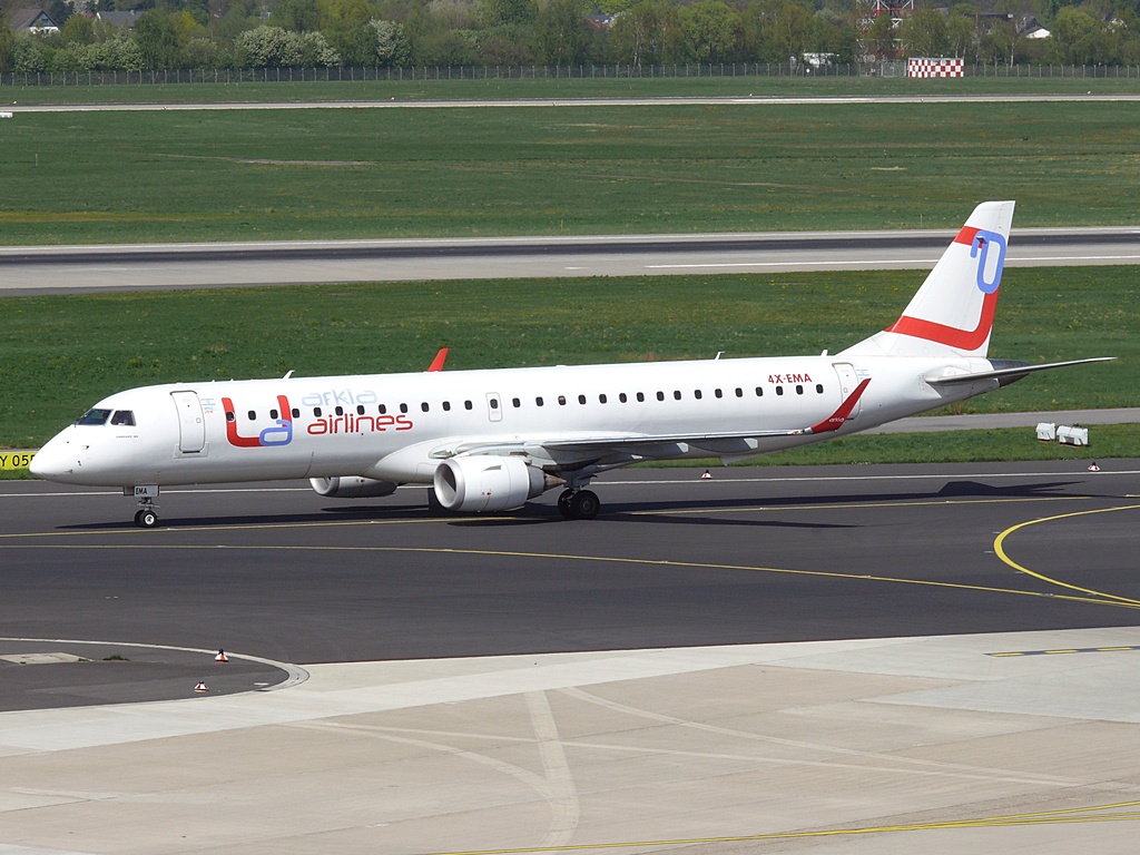 Arkia Israeli Airlines; 4X-EMA; Embraer ERJ-195-200LR. Flughafen Dsseldorf. 09.04.2011.