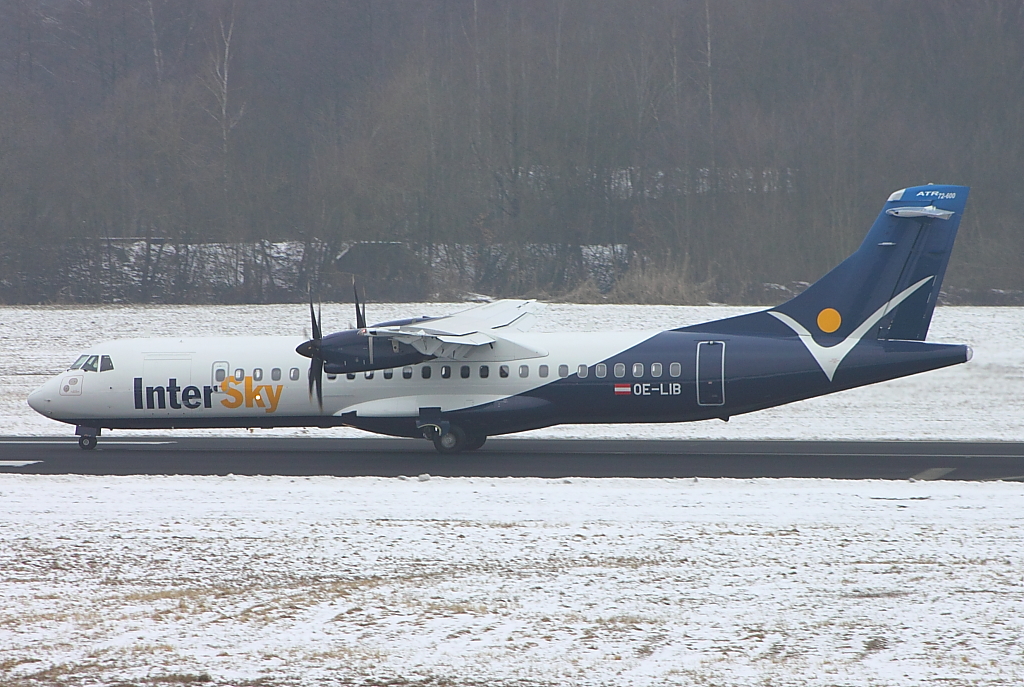 ATR 72-600 von Intersky beim Start in Friedrichshafen, aufgenommen am 26.01.2013